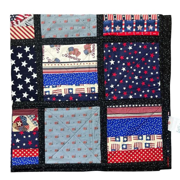 PATRIOTIC QUILT FLAG RED WHITE & BLUE BLANKET VFW AUXILLIARY POST 2003 - Picture 7 of 16